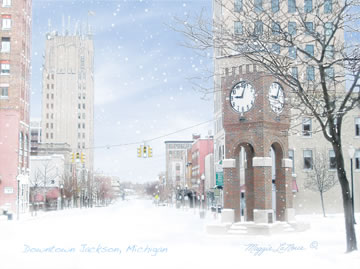 Downtown Jackson Michigan Clocktower art print