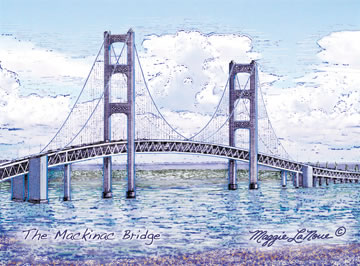 Mackinac Bridge Full Color Giclee Print