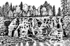 Bond Falls Upper Peninsula Michigan Line Art Print