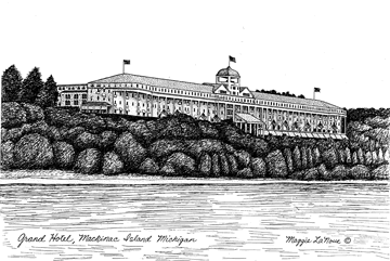 Grand Hotel Mackinac Island Pen and Ink Print